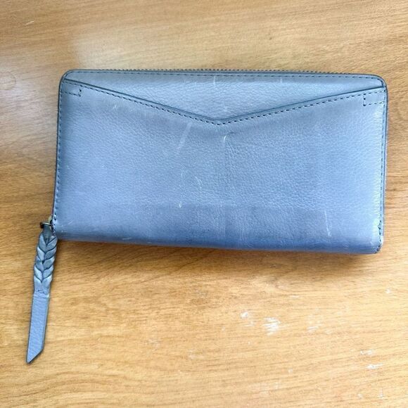 Fossil Caroline RFID Pebbled Grey Leather Zip Around Wallet - Picture 2 of 12